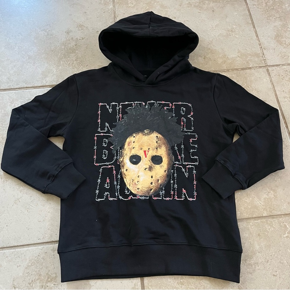 Vlone die vlone jason mask never broke again small hoodie sweater mens